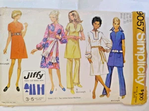 Kimono Dress Tunic Pants 20 Simplicity 9057 Sewing Pattern Cut VTG Jiffy Mini - Picture 1 of 10