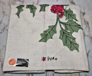 Vintage Vera Neumann signiert Weihnachten Bündel Stechpalme Geschirrtuch/Tischläufer Neu mit Etikett - Bild 1 von 5