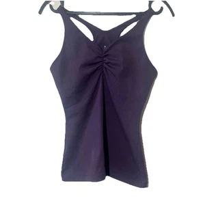 Prana Sabin Chakara Tank Top Women XS Fitted Ruched Fitted Activewear Eggplant - Picture 1 of 9