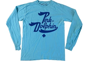 Pink Dolphin S Small Logo Adult Men Long sleeve T-Shirt Seafoam Teal Legends - Picture 1 of 9
