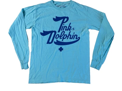 Pink Dolphin S Small Logo Adult Men Long sleeve T-Shirt Seafoam Teal Legends - Image 1 of 4