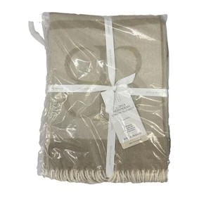 Boll & Branch Alpaca Monogram Throw Blanket Standard 50x70 Natural Oak New Soft - Picture 1 of 9