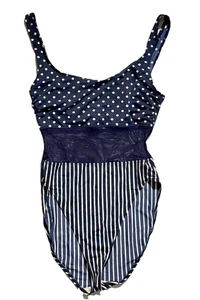 Saks Fifth Avenue Bathing Suit One Piece Anne Cole Collection Size 14 Blue ￼ - Picture 1 of 6