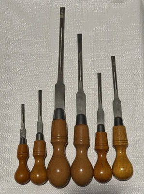 Vintage Woodcraft Supply Cabinet Screwdrivers Made In England Set Of 6 - Image 1 of 4