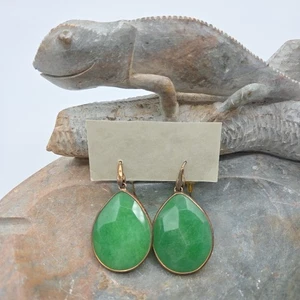 Stella & Dot serenity earrings, jade drop earrings, vintage Stella & Dot, green - Picture 1 of 6