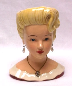 Vintage Glamour Girl Head Vase - Picture 1 of 6