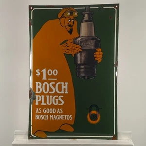 Bosch Enamel Sign - 60x40cm (23.6x15.7") - Big Vintage Plugs Garage Wall Signage - Picture 1 of 20