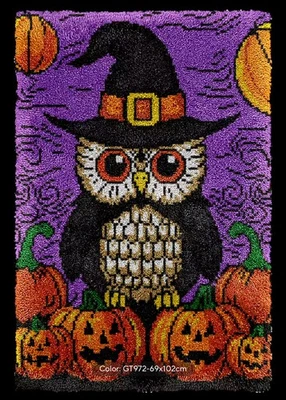 Large Halloween Owl With Pumpkins Latch Hook Rug Kit NEW 102x69cm - Image 1 of 3