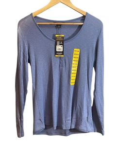 Eddie Bauer Shirt Damen Medium Colony Blau U-Ausschnitt Druckknopf Henley Langarm - Bild 1 von 7