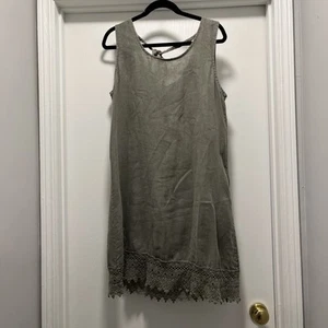 Rosemarine Damen XS Pullover Ärmellos 100% Leinen Kleid Salbei Made In Italy LESEN - Bild 1 von 16