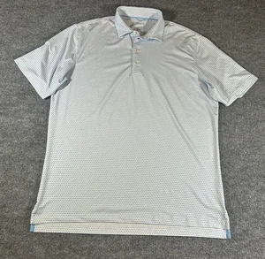 Johnnie O Men’s Large Blue Geometric Print Polyester Performance Polo Stretch  - Picture 1 of 8