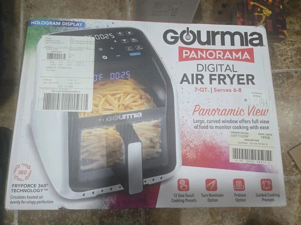 Gourmia GAF7020W Panorama 7-QT Digital Air Fryer w/ Panoramic View White