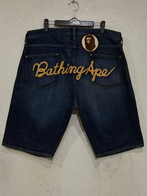 Bape Logo Paint & Gorilla Patch Denim Shorts Men's L JP Size Excellent Used - Image 1 of 4