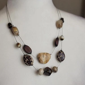 Chic Leopard Print and Stone Necklace - Picture 1 of 2
