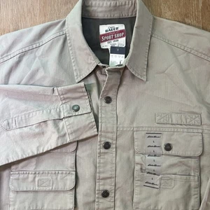 Camisa Eddie Bauer Tienda Deportiva Para Hombres L Caqui Pesca Senderismo Botón a Presión Ventilado De Colección - Imagen 1 de 7