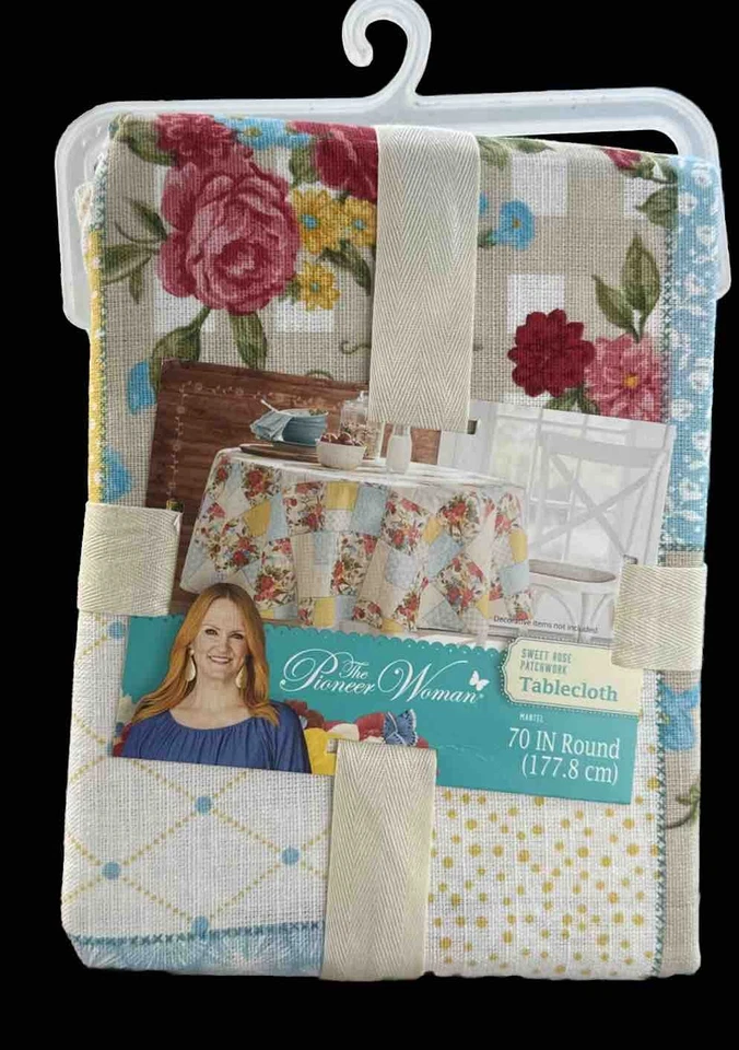 Pioneer Woman Sweet Rose Patchwork Tablecloth 70 Round Country Florals Retro