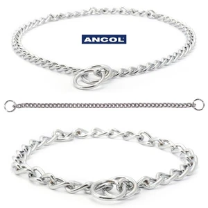 Chain Dog Collar Chrome Plated Steel Check Choker Training Anti Pull Neckace Own - Picture 1 of 26