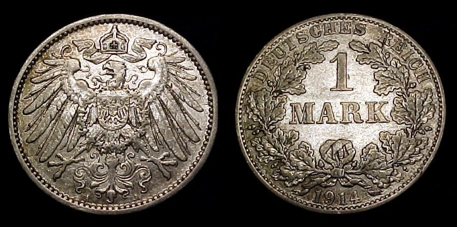 GERMANY 1914 A 1 Mark VF+ - Image 1 of 1
