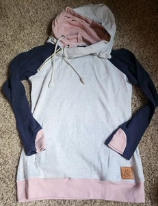 Ampersand Avenue Doppel Kapuzenpullover Damen klein grau rosa marine Taschen - Bild 1 von 6