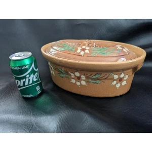 Casseruola Alsazia piatto pentola Francia ceramica gres fiori marroni coperchio ovale NUOVO - Foto 1 di 9