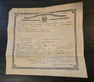 United States of America Certificate of Naturalization 1918 Ephemera - Picture 1 of 5