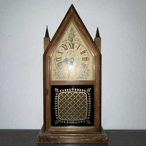 RELOJ ANTIGUO CORNWALL CLÁSICOS CAJA DE MADERA VIDRIO PINTADO FLORES MANTO DE COLECCIÓN - Imagen 1 de 10