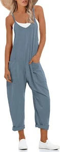 Lentta Women's Causal Jumpsuits V Neck Sleeveless Harem Overalls Stretchy Adjust - Picture 1 of 20
