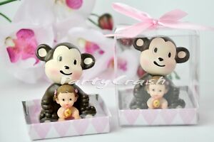 12 Baby Shower Party Favors Figurines Safari Monkey Baby Girl Pink Gift 