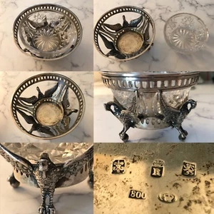 ANTIQUE HANAU 800S SILVER GERMANY OPEN SALT BOWL FRIEDRICH REUSSWIG - Picture 1 of 1