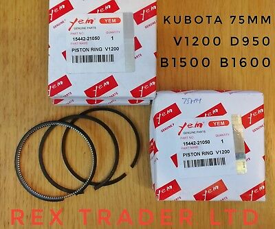 1 * Ring Set For Kubota D950 V1200 Engine 75mm Bore STD Size B1500 B1600 • 21£