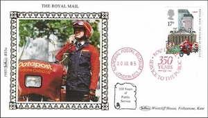 Motorcycle Datapost Postal Museum The Royal Mail 350th UK Benham Silk FDC 1985 - Picture 1 of 1