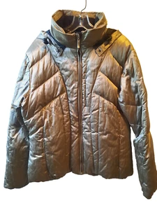 Skea Metallic Puffer Coat Sz 14 Multiple Pockets Skiing Quilted Goose Down Vail - Picture 1 of 17