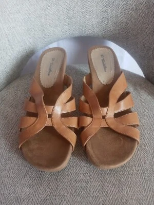 Zapatos Thom McAnn Mujer 11 Sandalias de Cuña Marrón Onda Cruzada Elastizados Suave Clásico Foto 1 de 4