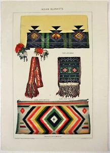 Native American Blankets - Original 1902 Stone Chromo-Lithograph by Julius Bien - Picture 1 of 2