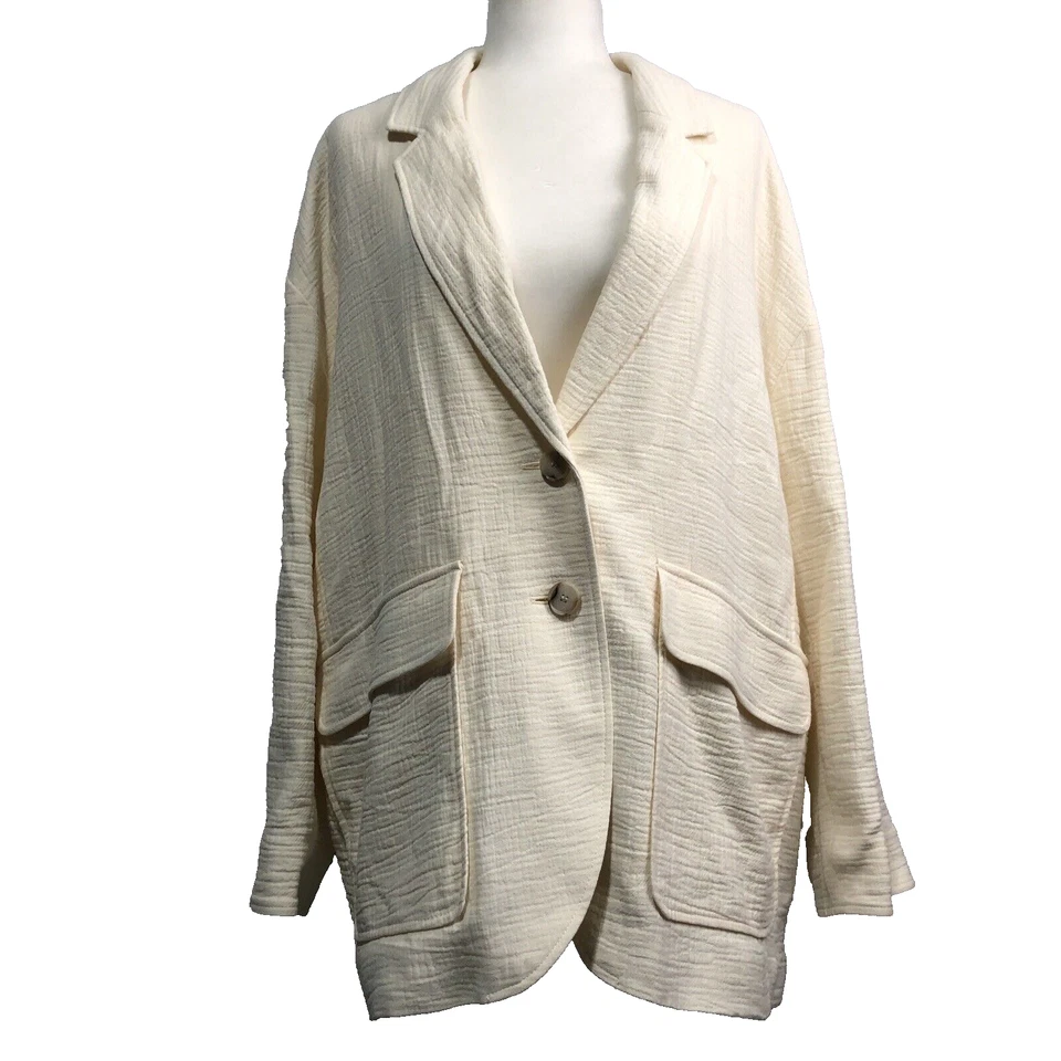 MADEWELL Cotton Linen Relaxed Larsen Blazer Womens Medium Faded Earth NE403
