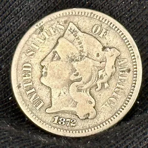 1872 3 CENT NICKEL PIECE - Picture 1 of 2