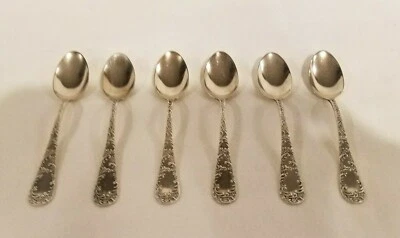 6 cucharas antiguas Gorham plata Demitasse león ancla G Foto 1 de 4