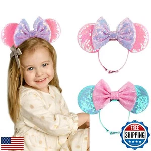 AQOKKA Mouse Ears Headbands with Bow Minnie Ears Cosplay Costume Hair Accesso - Picture 1 of 5
