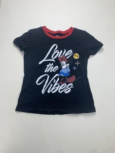 Disney Minnie Mouse Shirt Girls Size Medium Black Red Short Sleeves - Picture 1 of 4