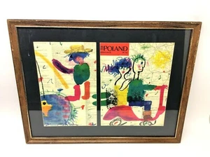 1963 Poland Illustrated Magazine Polska Jan Mlodozeniec Framed Colorful Map Art - Picture 1 of 12