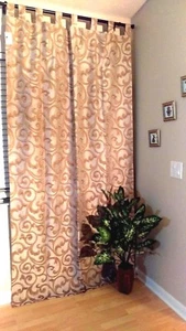 Tap top Curtains Drapery for High Ceiling living room one panel 52" X 96" - Picture 1 of 36
