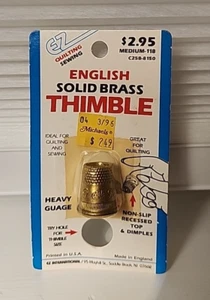 New EZ Quilting Sewing ENGLISH SOLID BRASS THIMBLE Size M 118 Made in ENGLAND - Picture 1 of 6