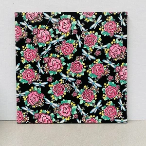 Fabric Wall Canvas Girls Bedroom Home Decor Dragonfly Flower Square Wooden Frame - Picture 1 of 3