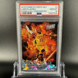 2016 Panini Father’s Fathers Day LeBRON JAMES #2 Flames Cracked Ice /25 PSA 10 - Picture 1 of 4