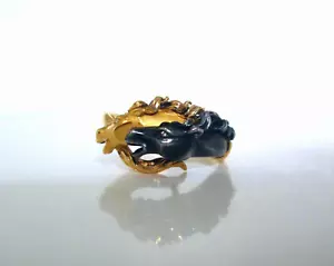 1980s 18ct Yellow & Black Gold Carrera Y Carrera Stallion Horse Diamond Ring W - Picture 1 of 7