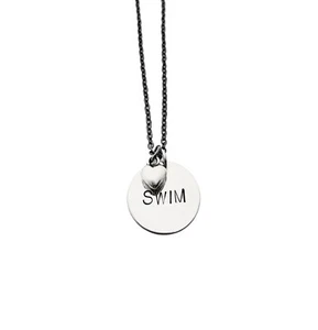 SWIM LOVE~Swimming Necklace on 18 inch gunmetal chain~Swimmer Swimming Jewelry  - Picture 1 of 7