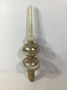 Vintage Bradford Christbaumspitze 2-stufiges Glas ~ Gold/Silber Glitzer in Box - Bild 1 von 24