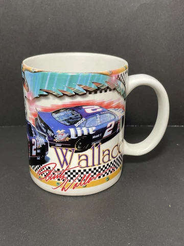 Vintage NASCAR Rusty Wallace #2 Miller Lite "It's Miller Time" Coffee Mug Cup Cover