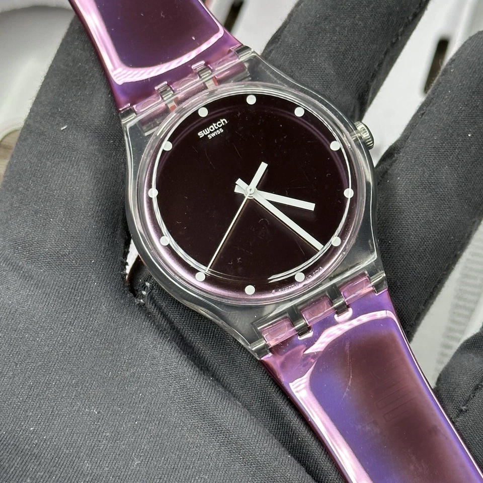 NEW✅ Swatch Originals ROSEGARI Pink Shiny Silicone Women's Watch 41mm SUOK125 - image 1 of 4