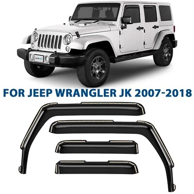 Side Window Deflectors Rain Guards for 2007-2018 Jeep Wrangler JK SHATTERPROOF - Image 1 of 4
